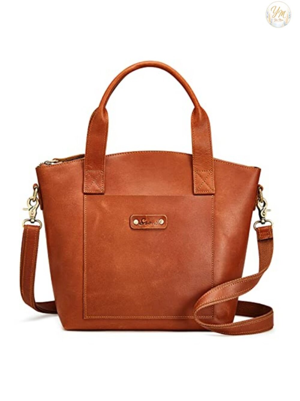 Top Grain Crazy Horse Leather Satchel Crossbody Bag with Adjustable Strap